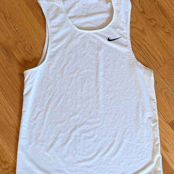 Nike White Dri-FIT Tank with Gray Logo - Picture 1 of 5